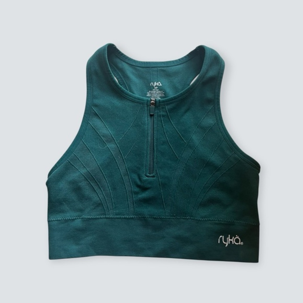 ✨ 3/$20 SALE Ryka Activewear Sports Bra with Front Zip – Teal Green (Size S/P)